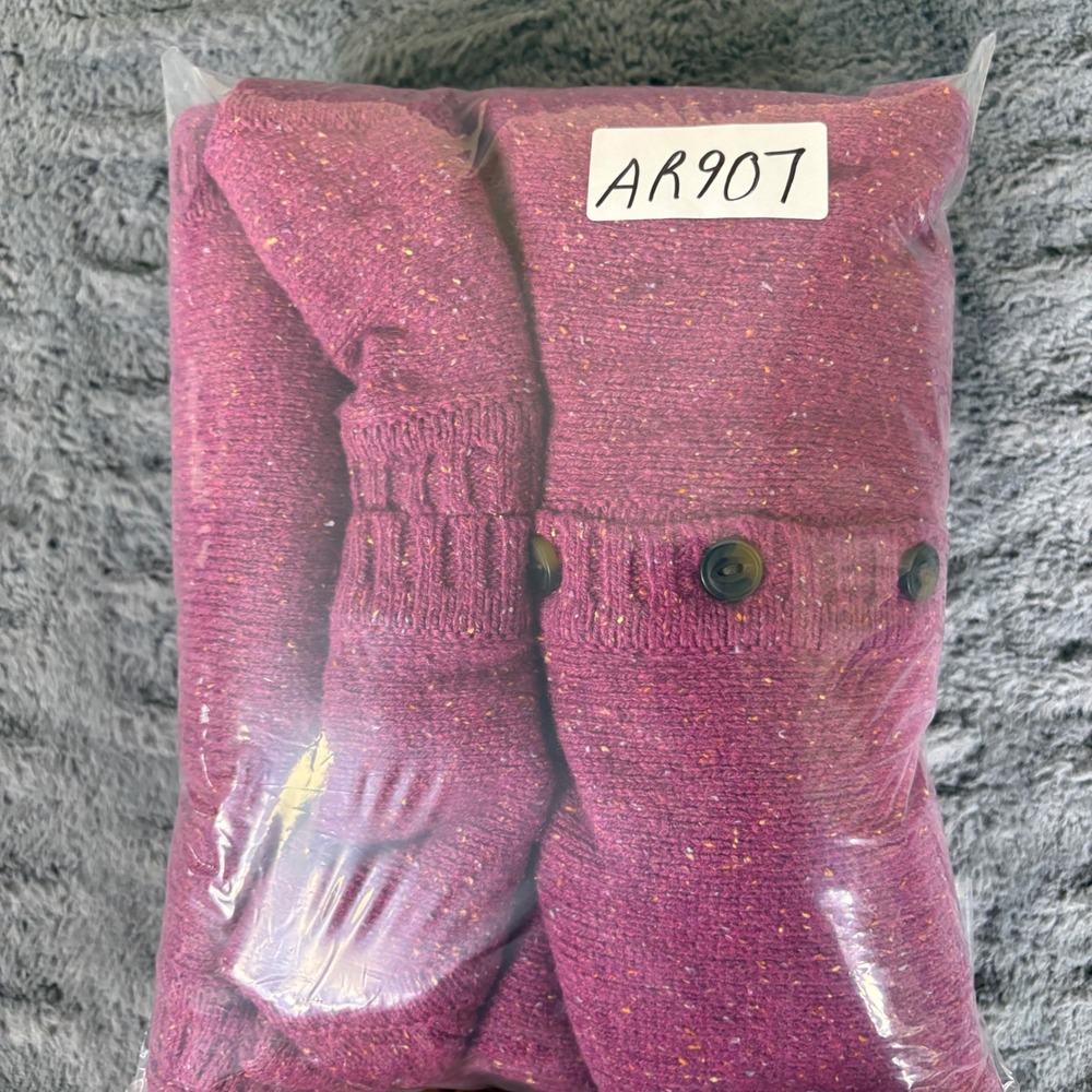 Patagonia Womens Magenta Pink Speckled Wool Blend Henley Hoodie Sweater Size M - Picture 6 of 6